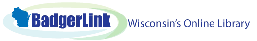 BadgerLink logo with a blue outline of Wisconsin and text "Wisconsin's Online Library".