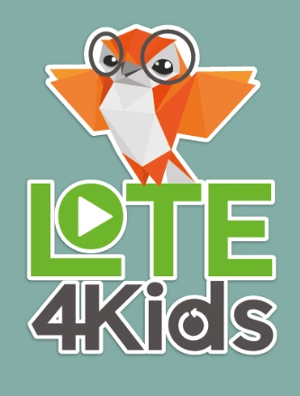 LOTE 4Kids logo featuring a stylized orange owl with glasses above the text LOTE 4Kids.