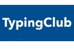 TypingClub logo with white text on a dark blue background.