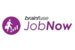 Brainfuse JobNow logo featuring a person with a briefcase walking up a graph.