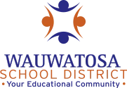 Wauwatosa School District logo with stylized figures and text "WAUWATOSA SCHOOL DISTRICT • Your Educational Community".